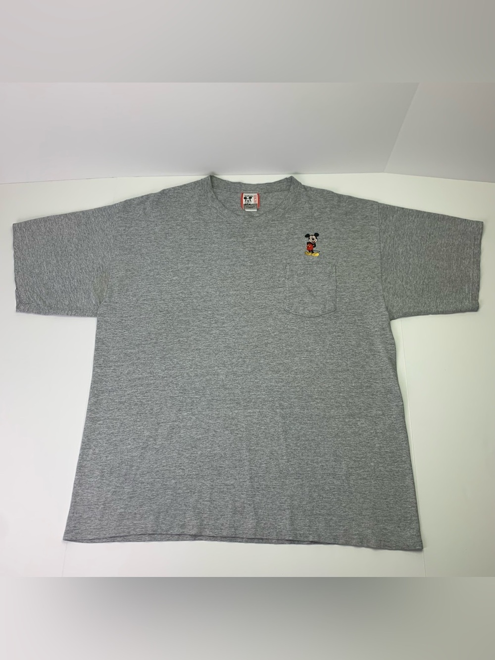 Vintage Disney Mickey Mouse T-Shirt Oversized Embroidered Pocket Tee Adult L/XL